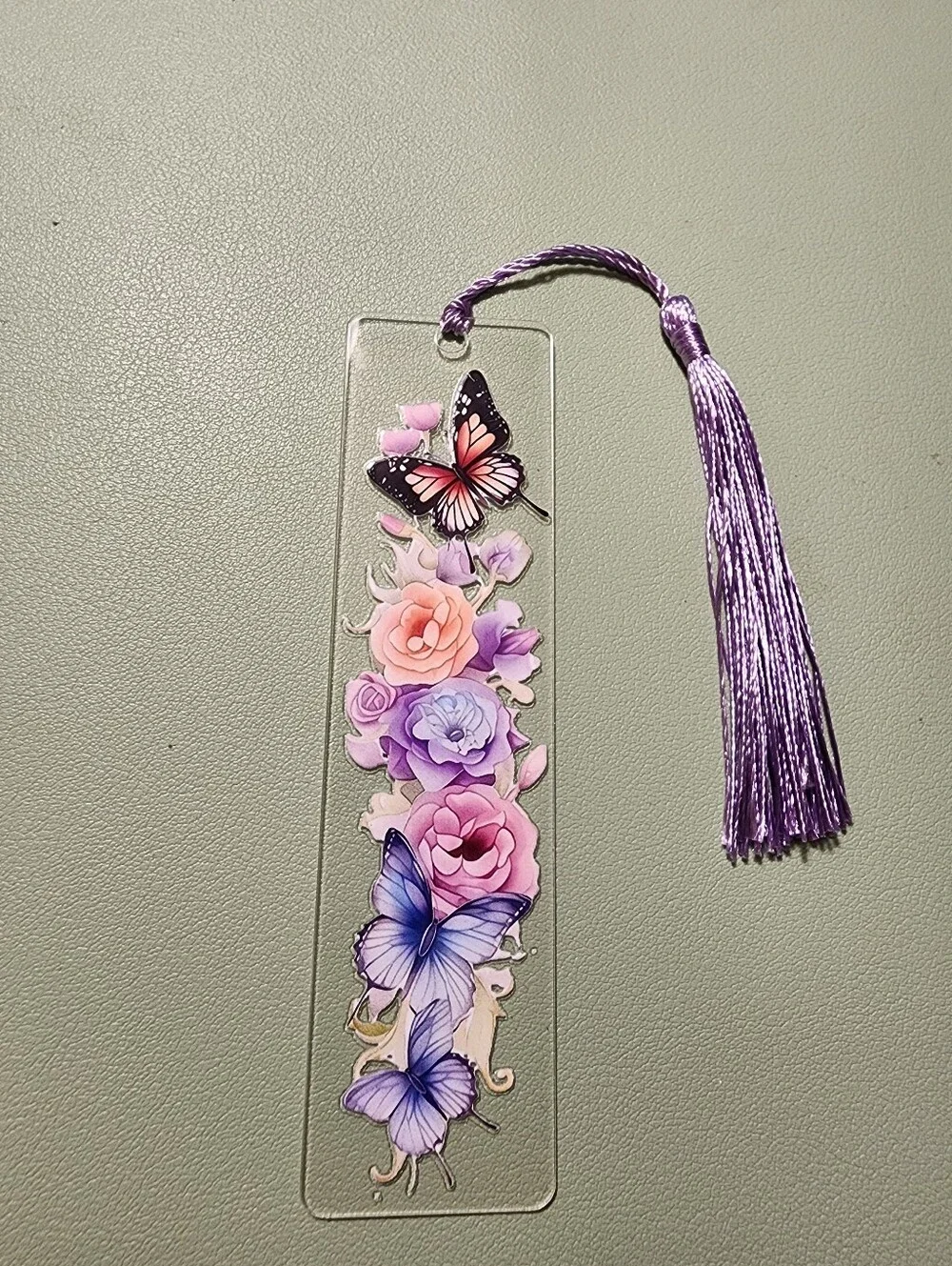 Floral Butterfly Lavender Tassel Bookmark - Women Accessories